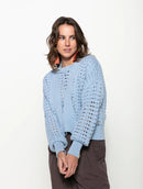 Casaco em algodão com pontos vazados e mangas de cava quadrada Biamar