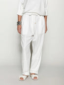 Calça reta com bolsos sobrepostos, cordão ajustável e barra dobrada Biamar