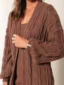 Casaco alongado em algodão com tecimento em tranças e mangas de cava quadrada Biamar