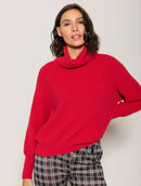 Blusa ampla canelada com gola rolê Biamar