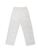 Calça reta com bordados aplicados e bolsos faca Biamar