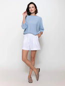 Blusa em algodão com detalhes em ponto pipoca e gola redonda Biamar