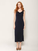 Vestido midi de algodão com fendas laterais Biamar