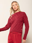 Blusa em ponto losango com gola redonda e mangas de cava quadrada Biamar