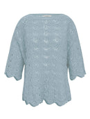 Blusa em algodão com trama vazada e decote canoa Biamar