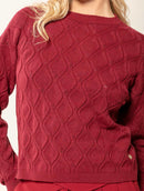 Blusa em ponto losango com gola redonda e mangas de cava quadrada Biamar