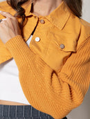 Jaqueta cropped em algodão com botões e mangas de cava posta Urbanity