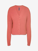 Casaco canelado em fio pluma com botões aBenção