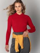 Blusa canelada de gola redonda e mangas de cava posta aBenção