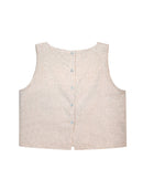 Regata em linho com gola redonda e botões Biamar