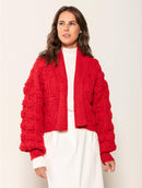 Casaco em ponto laço com mangas bufantes e sem fechamento frontal Biamar