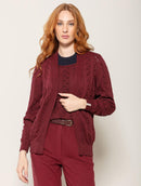 Casaco em algodão com pontos vazados e mangas de cava posta Biamar