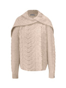 Casaco com gola estilo de capa marinheiro, detalhe transpassado e ponto em trança Biamar