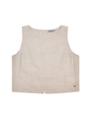 Regata em linho com gola redonda e botões Biamar