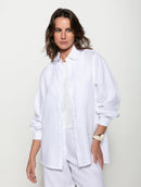 Camisa mullet em linho com botões e mangas de cava posta Biamar