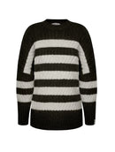 Blusa alongada com padronagem em listras e gola redonda Biamar