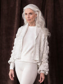 Casaco em ponto laço com mangas bufantes e sem fechamento frontal Biamar