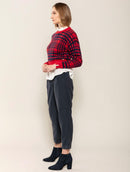 Calça com pregas, bolsos faca e barra dobrada Biamar