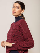 Blusa em algodão em pontos vazados, gola canoa e mangas de cava quadrada Biamar