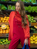 Casaco alongado em algodão com bolsos e mangas de cava quadrada Biamar