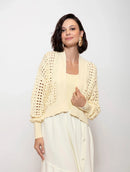 Casaco em algodão com pontos vazados e mangas de cava quadrada Biamar