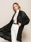 Casaco alongado vazado com mangas de cava quadrada e sem fechamento frontal Biamar