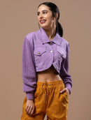 Jaqueta cropped em algodão com botões e mangas de cava posta Urbanity