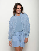 Casaco em algodão vazado com ponto margarida e mangas de cava posta Biamar