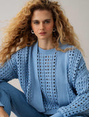 Casaco em algodão com pontos vazados e mangas de cava quadrada Biamar