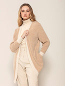 Casaco alongado com padronagem em listras, bolsos e mangas de cava posta Biamar