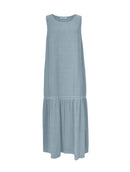 Vestido longo com detalhe vazado e gola redonda Biamar