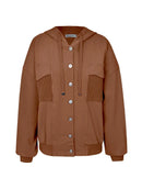 Jaqueta com botões, capuz ajustável, bolsos e mangas de cava quadrada Biamar