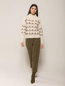 Blusa em padronagem geométrica com gola rolê e mangas da cava quadrada Biamar