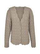 Casaco em pontos vazados com botões e acabamento ondulado Biamar