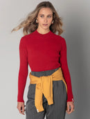 Blusa canelada de gola redonda e mangas de cava posta aBenção