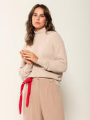 Blusa em fio pluma com gola média e mangas de cava raglan Biamar