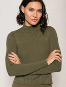 Blusa canelada com gola rolê em ponto laka Biamar