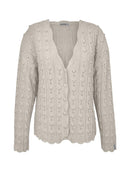 Casaco em pontos vazados com botões e acabamento ondulado Biamar