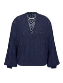 Casaco em algodão com trama vazada e cava posta Biamar