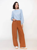 Calça reta com fendas e elástico Biamar