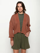 Casaco em algodão com pontos vazados e mangas de cava quadrada Biamar