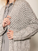 Casaco alongado vazado com mangas de cava quadrada e sem fechamento frontal Biamar