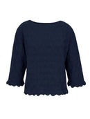 Blusa em algodão com trama detalhada e barra ondulada Biamar