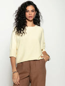 Blusa em algodão com detalhes em ponto pipoca e gola redonda Biamar