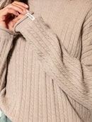 Blusa em lã e cashmere com tecimento em tranças, gola canoa e mangas de cava quadrada Biamar