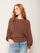 Blusa em algodão com detalhes em tranças e gola canoa Biamar