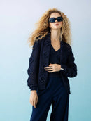 Casaco em algodão vazado com ponto margarida e mangas de cava posta Biamar