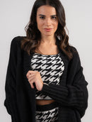 Regata cropped com padronagem em pied de coq com decote quadrado Urbanity