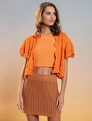 Colete em algodão com pontos vazados e barra ondulada Urbanity