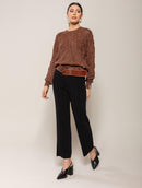 Calça reta canelada em algodão Biamar